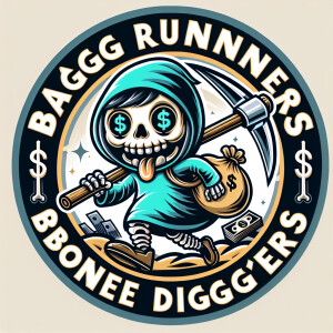 Design a circular logo featuring a cartoon character of a little...