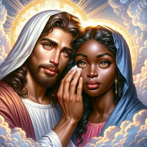 Ensure that the image distinctly represents both Jesus Christ an...