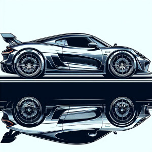 Line art side view of the 2020 camaro. Wide angle shot, full whi...