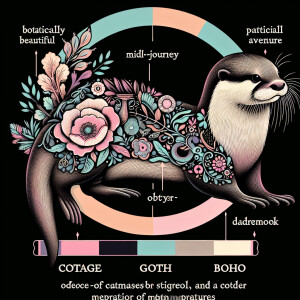 Midjourney  otter Graphic llustration, with a unique blend of Co...