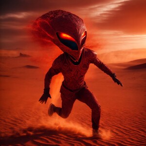 A mysterious extraterrestrial being with intricate glowing ancie...