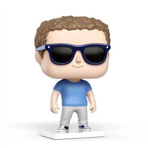 Create a Funko Pop figurine of Mark Zuckerberg, styled in the di...