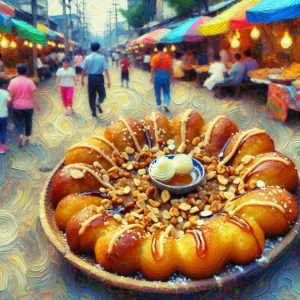 Create an impressionist painting of traditional Korean Hotteok (...