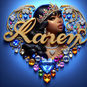 VCraft a 3-D image showcasing the name 'KAREN' in a luxurious go...