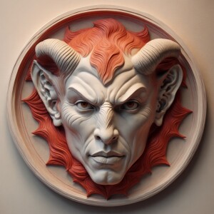 Head portrait of Devil looking at the camera against a neutral b...