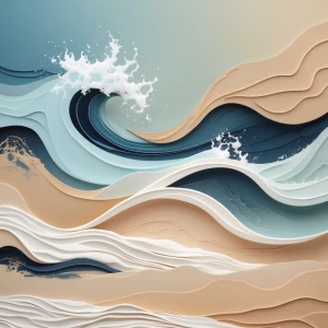 Design an abstract image inspired by a tranquil beach setting, i...