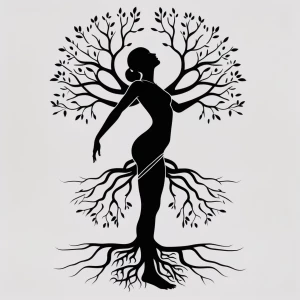 Design a black and white vector silhouette of a woman's side pro...