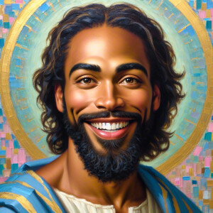 An oil painting of a light-skinned African American man resembli...
