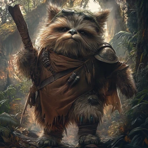 Create an image of an Ewok, a character from the Star Wars unive...