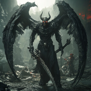 A terrifying demonic entity, reminiscent of the grim reaper, ado...