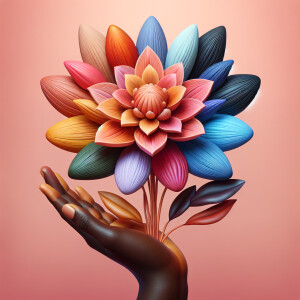 A vibrant and detailed illustration titled "Melanin Blooms" depi...