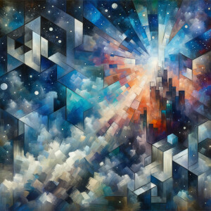 Cool starry outer space, black with cosmic colors