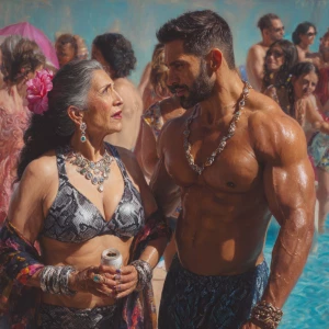 Hyperrealism, art. a punjabi   mother in law, in her late 50s,...