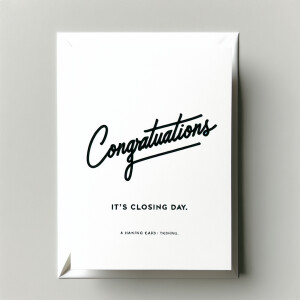 A 5x7 white card that a realtor will give a client that has blac...