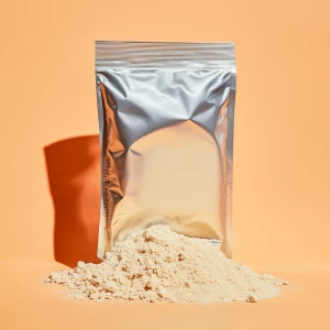 organic soymilk powder,  milk in aluminum bag , light orange bac...