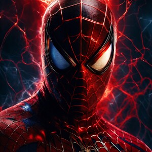 Create an image featuring a Spiderman-Venom hybrid character wit...