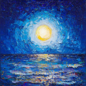 Create a wall art print for esty - Abstract moon beach neon glit...