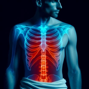 digital art, man wearing white shirt, X-ray effect to subtly dis...