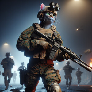 Create a realistic picture of a humanoid cat as a United States...