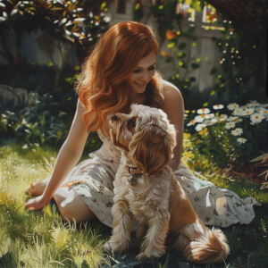 Photorealistic image, high resolution. Light ginger haired femal...