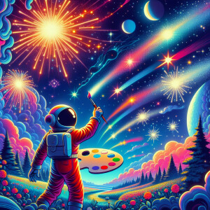 Create a dynamic landscape where starlight gracefully transition...