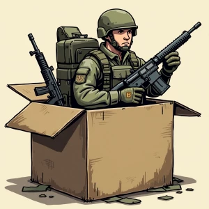 create this  image as a GI.JOE style cartoon   in the box with t...