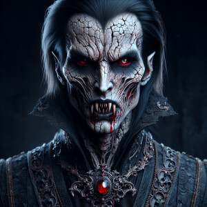 Create an image of a fearsome vampire lord exuding an aura of te...