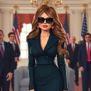 Melania Trump Takes Part in Photo Shoot, in pixar art style