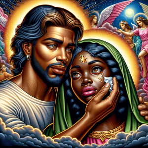 Ensure that the image distinctly represents both Jesus Christ an...