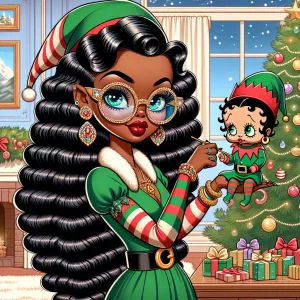 A stylish African-American character resembling Betty Boop has l...