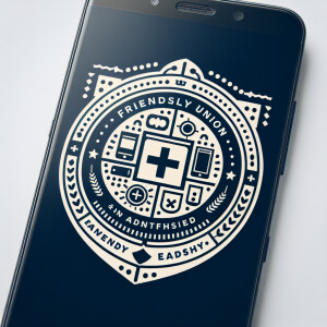Create a realistic logo Friendship between Apple iPhone and Andr...