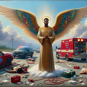 Create a realistic 3D oil painting depicting a scene of emergenc...