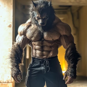 Lycan hairymuscles showing off full body view