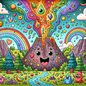 An volcano that's erupting children's book illustration
