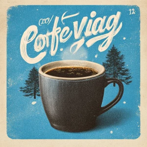 coffee mug with stylish vintage quote text (unreadable), cozy vi...