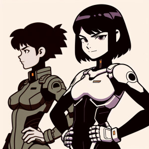 1990s anime screencap, girl a plugsuit, standing with hands on h...