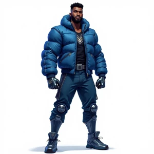A frontal T pose full body concept illustration of A powerful bl...