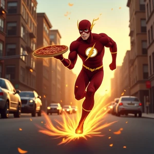 A two point perapective view of the superhero The flash running...