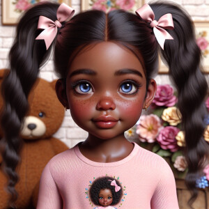 Refine the 3D realistic image of a four-year-old African-America...