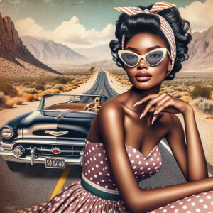 Craft an airbrushed depiction of a fashionable African American...