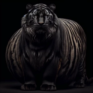 A pregnant all black tiger with lots of fur