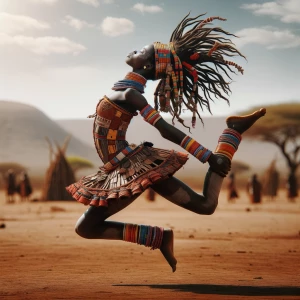 An indigenous African tribal teen. She’s in her tribes tradional...