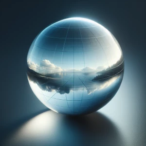 A translucent sphere reflecting its environment with realistic l...