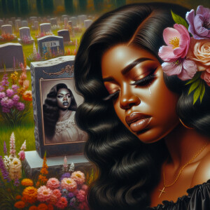A beautiful light-skinned African-American woman with long wavy...