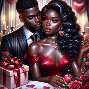A romantic glossy airbrushed digital oil painting of an Afro-Lat...