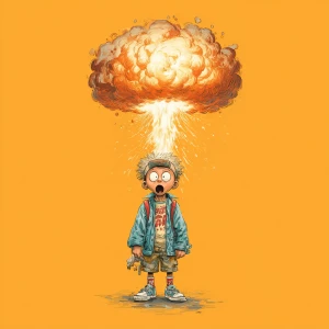 **Adam Bomb** - A Garbage Pail Kid with a mushroom cloud explosi...