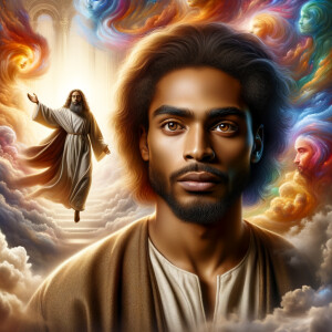 Produce a realistic image of an African-American Jesus in the fo...