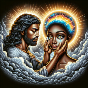 Ensure that the image distinctly represents both Jesus Christ an...