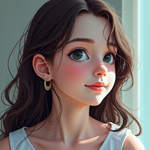 Create a 3D anaglyph-style portrait of a girl, suitable for view...