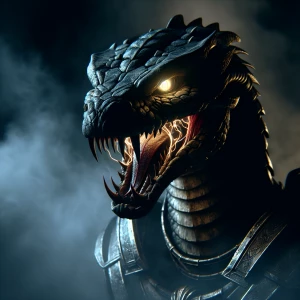 Generate an image of a menacing, demonic snake with glowing eyes...